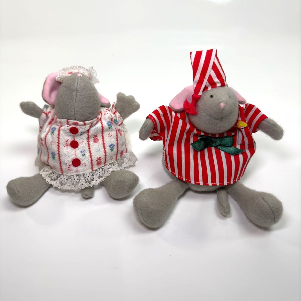 Hallmark Night Before Christmas Papa Mouse Mama Mouse Plush Beanbag Ornaments